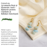 Fluviu de Calm - Cercei cu Acvamarin Brut si Elemente Aurii