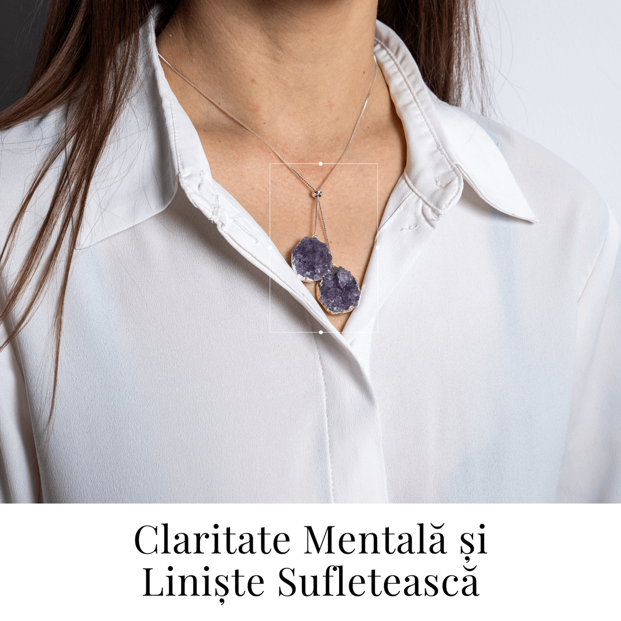 Doua cristale, o vibratie pura - Colier cu ametist pentru protectie si pace interioara