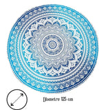 Panza Rotunda 125 cm pentru Plaja cu Model Mandala, Realizata Manual - Covor Indian din Bumbac pentru Decor Boho/Masa/Exercitii de Yoga si Picnic