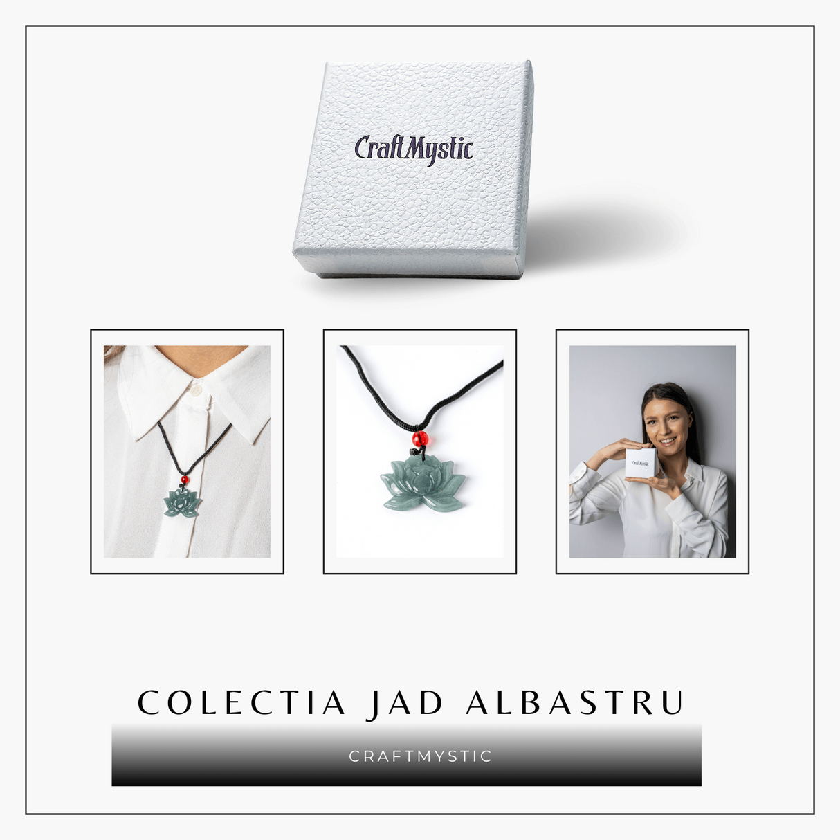 Puritate si Liniste - Colier Lotus din Jad Albastru de Guatemala