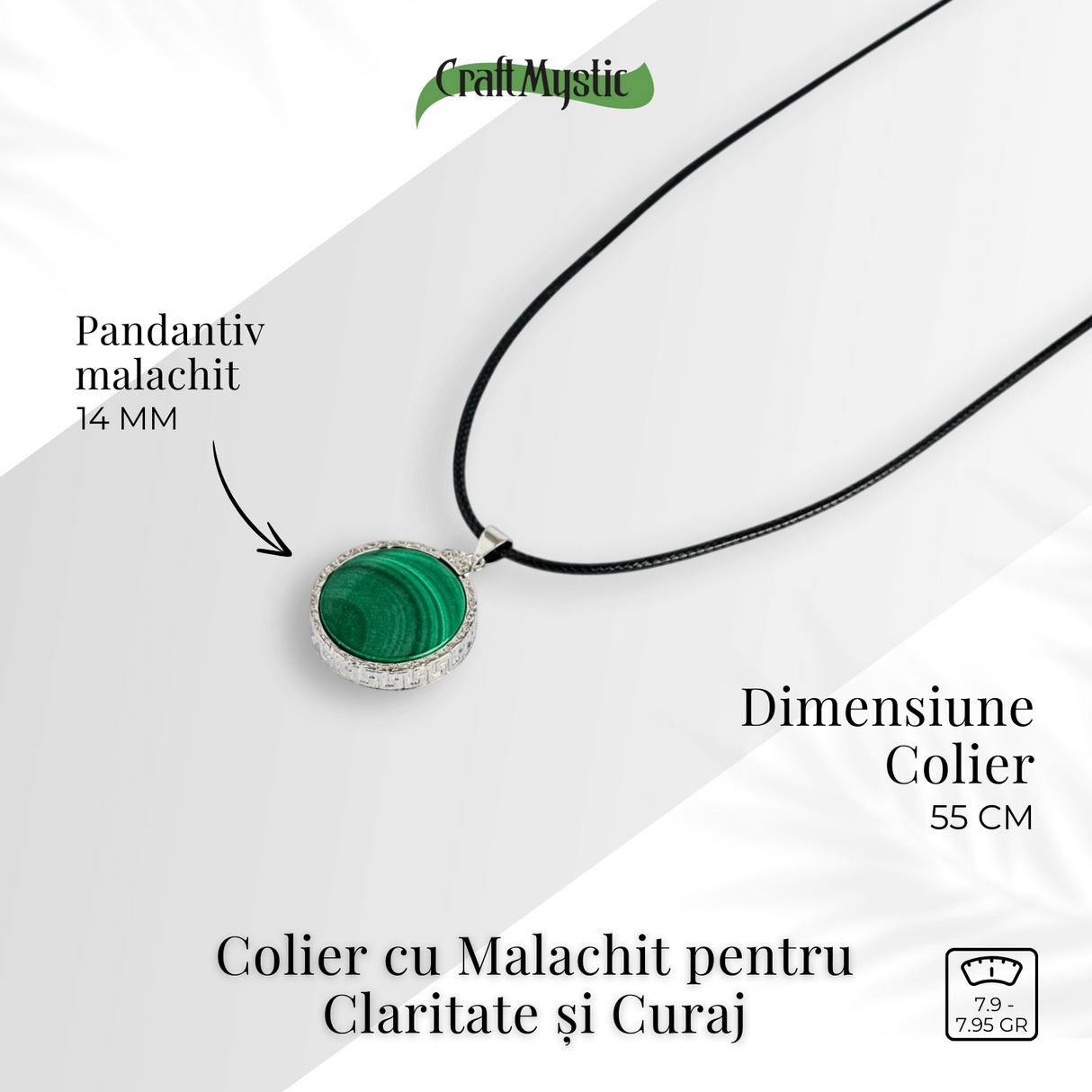 Puterea transformarii - Colier rotund cu malachit natural pentru claritate si curaj