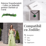 Puterea transformarii - Colier rotund cu malachit natural pentru claritate si curaj