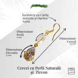 Cercei cu Perla Naturala si Zircon - Feminitate Discreta si Rafinament