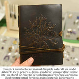 Jurnal piele naturala cu Arborele Vietii si hartie de bumbac - Creativitate si conexiune spirituala