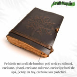Jurnal piele naturala cu Arborele Vietii si hartie de bumbac - Creativitate si conexiune spirituala