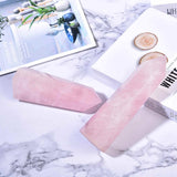 10-11 cm Natural Rose Quartz Obelisk, Large 6-Faceted Healing Crystal Wand for Reiki, Chakra, Meditation Therapy