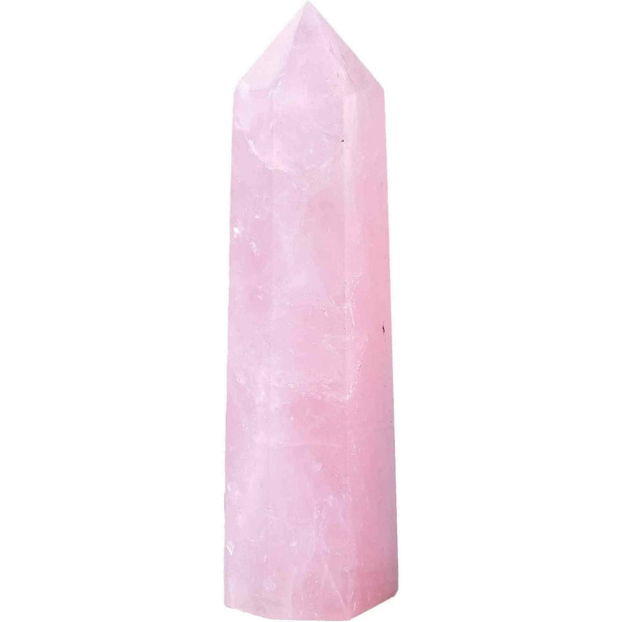 10-11 cm Natural Rose Quartz Obelisk, Large 6-Faceted Healing Crystal Wand for Reiki, Chakra, Meditation Therapy