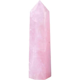 10-11 cm Natural Rose Quartz Obelisk, Large 6-Faceted Healing Crystal Wand for Reiki, Chakra, Meditation Therapy