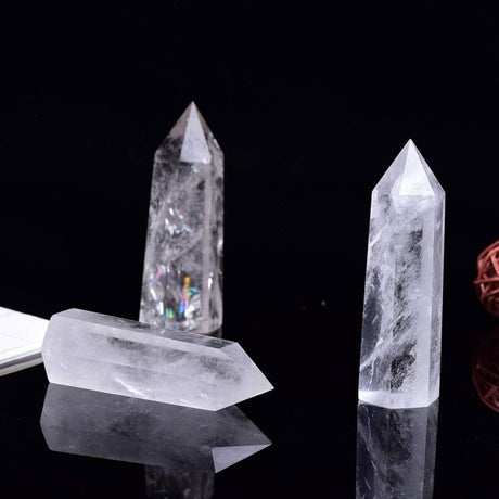 Turn de cristal semipretios vindecator hexagonal Cuart transparent - Obelisc cu inaltimea de 10 cm