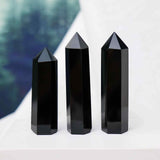 Turn de cristal semipretios vindecator hexagonal Obsidian - Obelisc cu inaltimea intre 7-8 cm