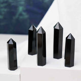 Turn de cristal semipretios vindecator hexagonal Obsidian - Obelisc cu inaltimea intre 7-8 cm