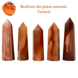 Turn din cristal natural unicat Carneol 9-10 cm - Ajuta la echilibrarea emotiilor, ameliorarea stresului si stimularea claritatii mentale