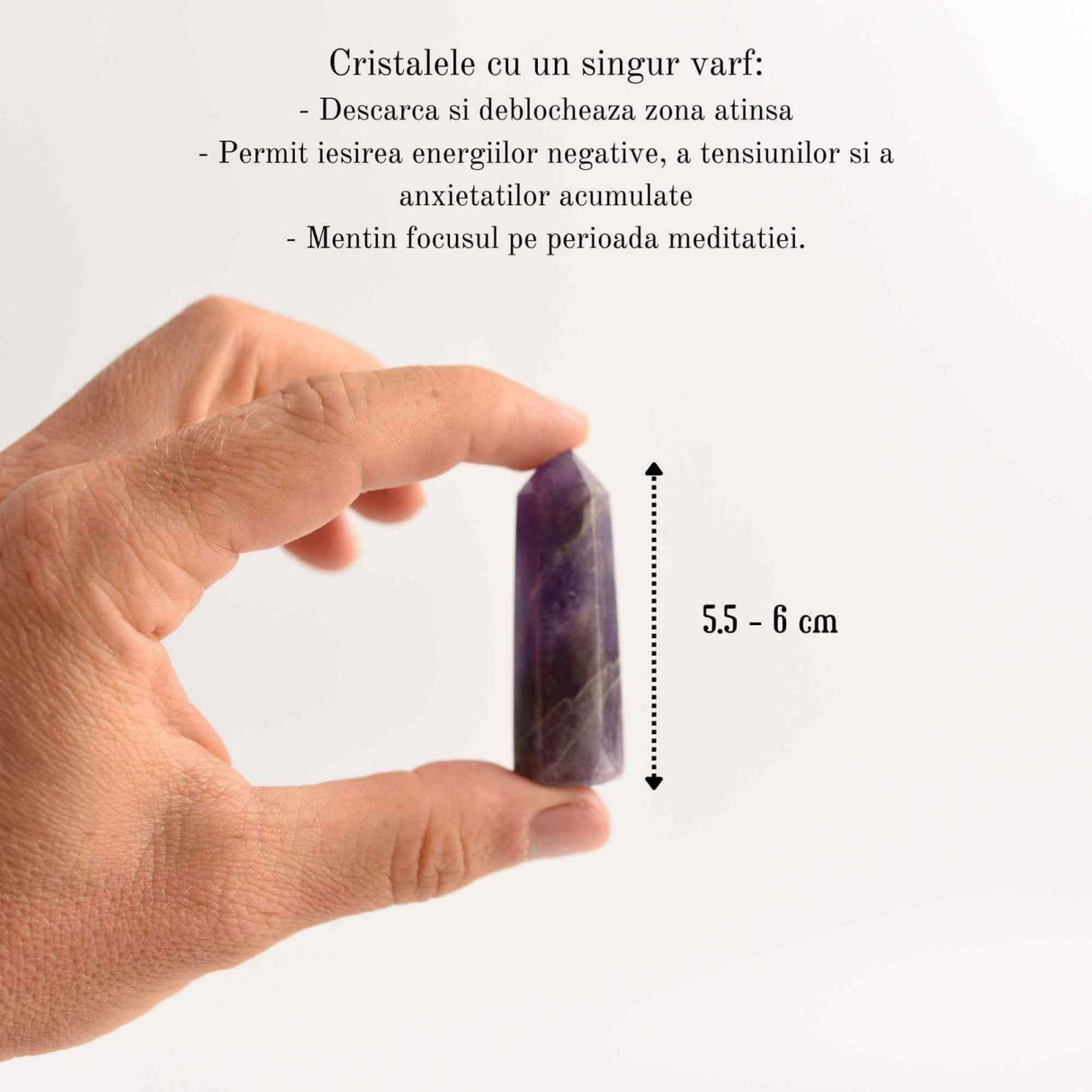 Varf de Cristal 6 cm pentru cele 12 zodii - Pietre semipretioase specifice zodiei Berbec- Un cadou deosebit