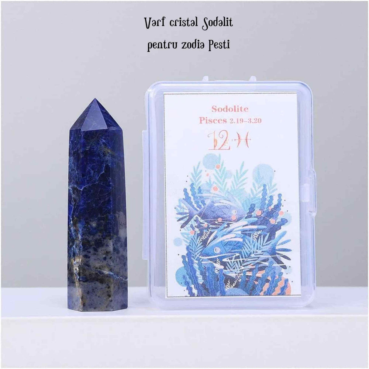 Varf de Cristal 6 cm pentru cele 12 zodii - Pietre semipretioase specifice zodiei Berbec- Un cadou deosebit