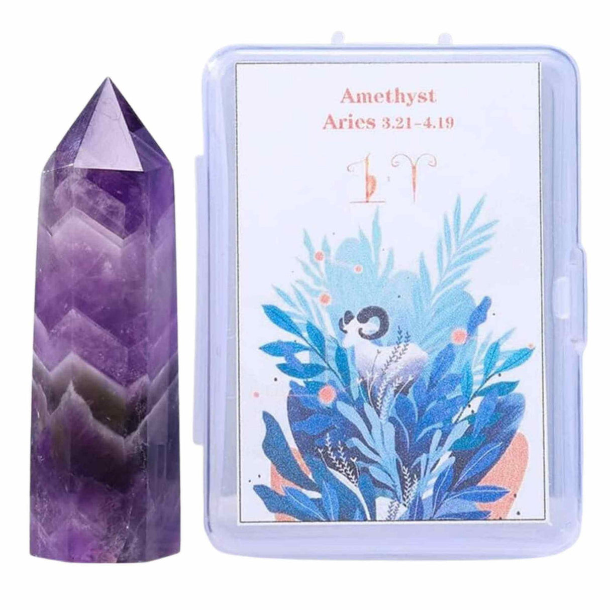 Varf de Cristal 6 cm pentru cele 12 zodii - Pietre semipretioase specifice zodiei Berbec- Un cadou deosebit