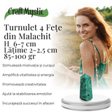 Turnulet 4 fete din Malachit H = 6-7 cm latime 2-2.5 cm 85-100 gr - Concentrare Energetica si Protectie
