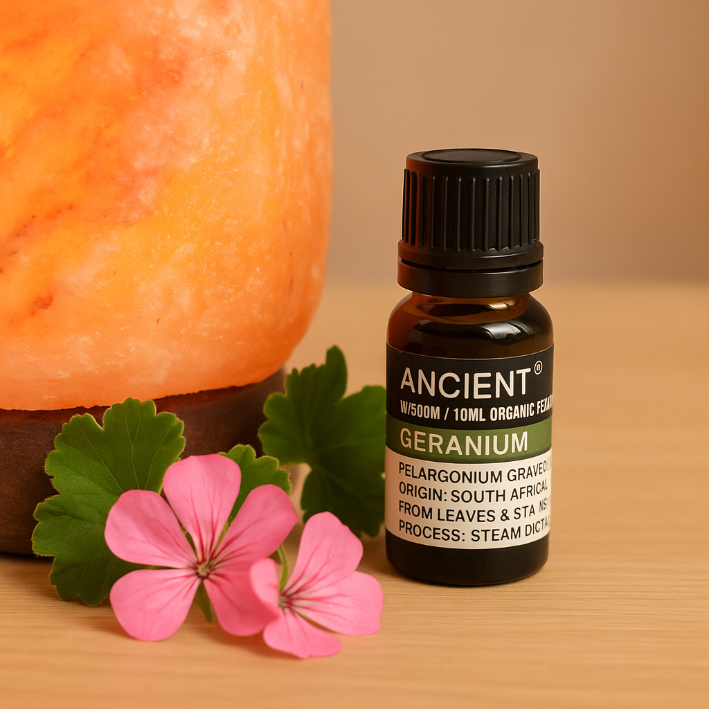 Ulei esential organic Geranium 10 ml (Pelargonium graveolens) - floral, echilibrant, pentru difuzor & masaj diluat