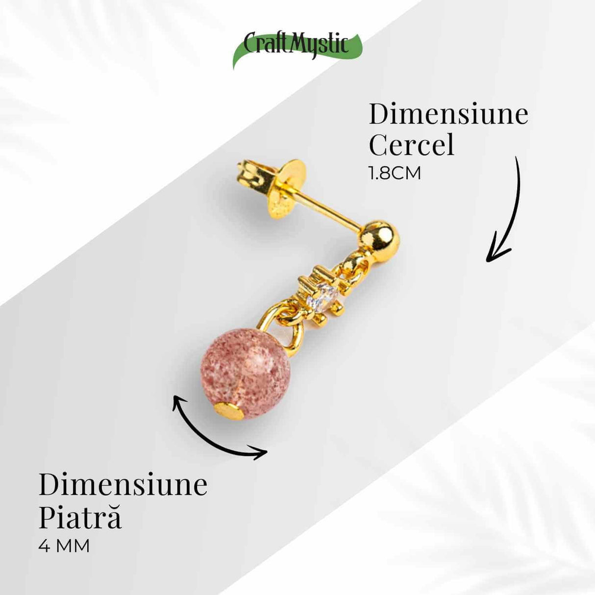 Vibratie de Iubire si Gratie - Cercei cu Cristal Capsuna