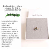 Inel cu Labradorit Fatetat din Argint 925 placat cu Aur de 18K M 49/5 - Intuitie Amplificata Si Protectie Energetica