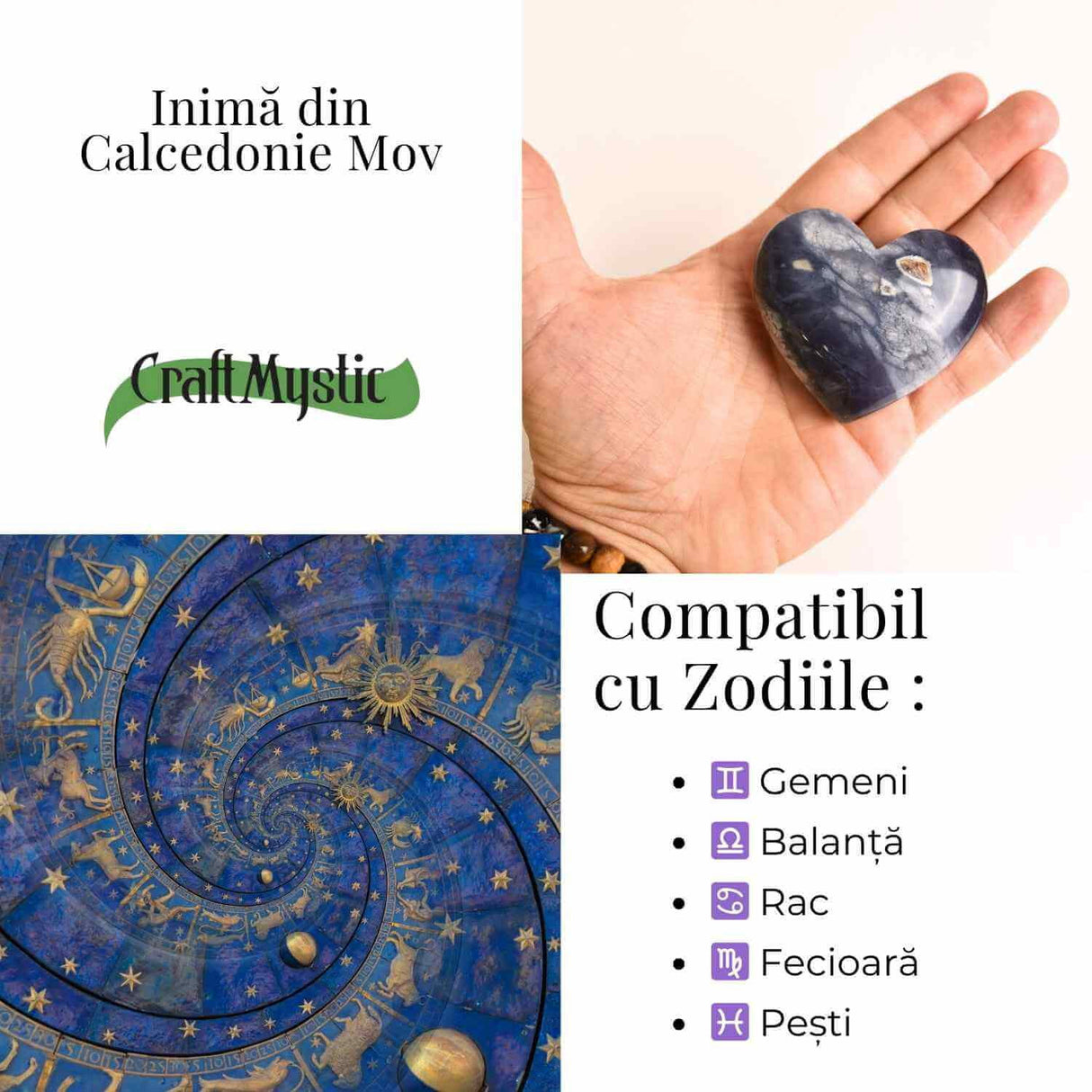 Inima din Calcedonie Mov - Liniste pentru minte, curaj pentru suflet