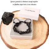 Bratara Ajustabila din Obsidian Negru Brut si Roca Vulcanica Margele de Cristal si Bratara Difuzoare de Ulei Esential pentru Relaxare si Meditatie Yoga