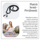 Protectie si Claritate - Colier Mala cu Obsidian si Ciucure Boho